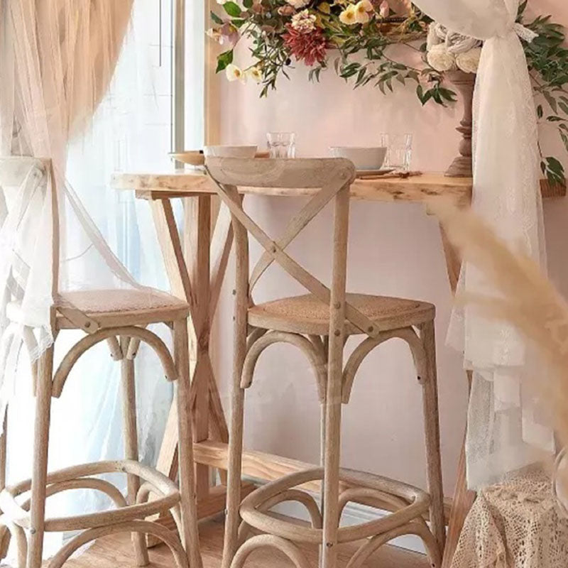 Contemporary Solid Wood Bar Stool Bristol Bar Stool with Wood Seat and Footrest