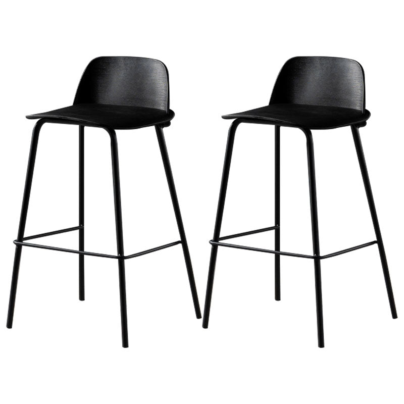Contemporary Plastic Seats Macron Barstool Metal 4 Legs Bar Stool for Indoor Set of 2