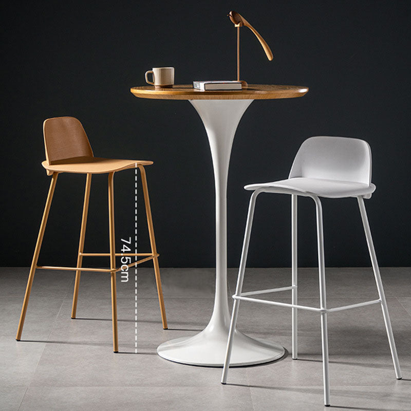Contemporary Plastic Seats Macron Barstool Metal 4 Legs Bar Stool for Indoor Set of 2