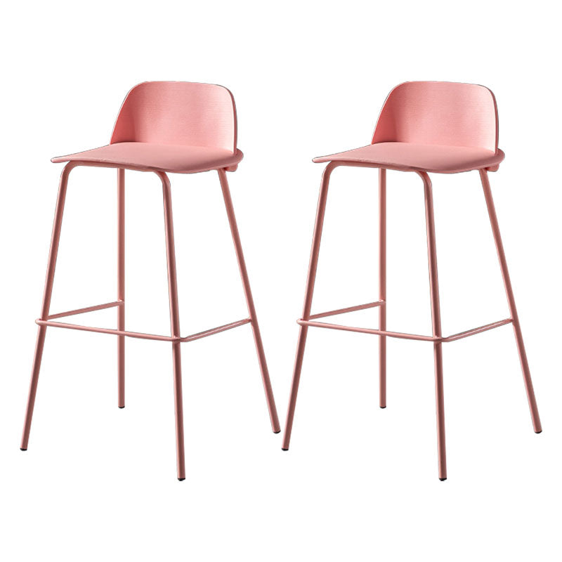 Contemporary Plastic Seats Macron Barstool Metal 4 Legs Bar Stool for Indoor Set of 2