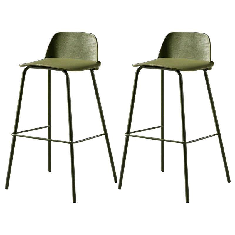 Contemporary Plastic Seats Macron Barstool Metal 4 Legs Bar Stool for Indoor Set of 2