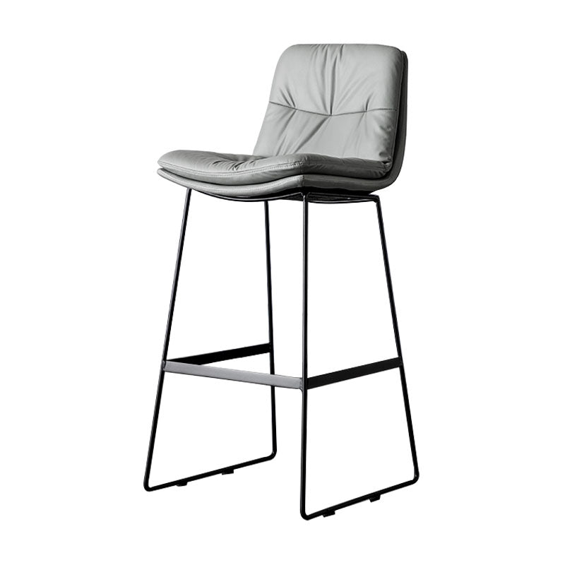 Nordic Iron Simple Barstool Indoor Tall Stool with Leather Seat