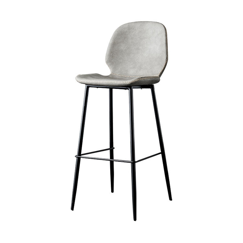 Nordic Iron Simple Barstool Indoor Tall Stool with Leather Seat