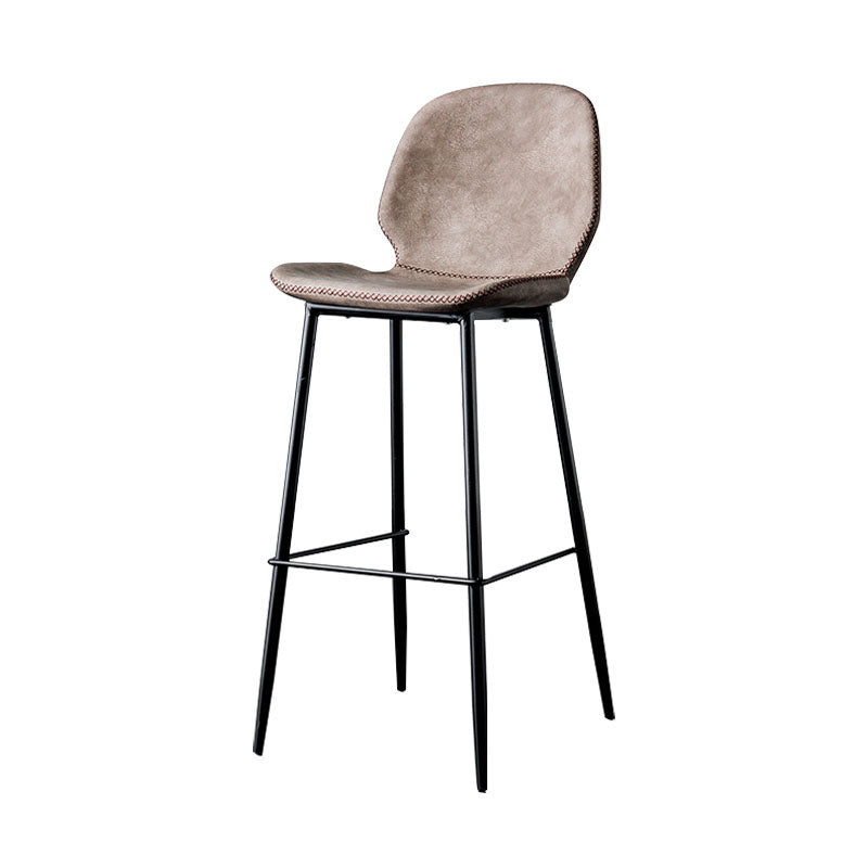 Nordic Iron Simple Barstool Indoor Tall Stool with Leather Seat