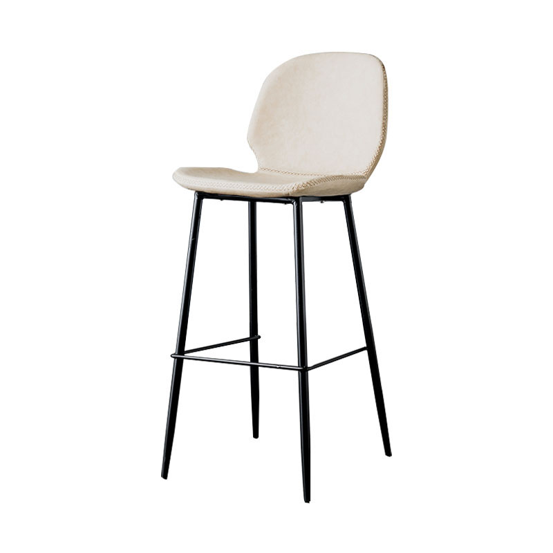 Nordic Iron Simple Barstool Indoor Tall Stool with Leather Seat