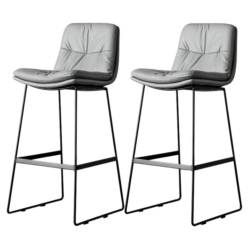 Nordic Iron Simple Barstool Indoor Tall Stool with Leather Seat