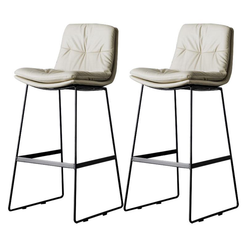Nordic Iron Simple Barstool Indoor Tall Stool with Leather Seat