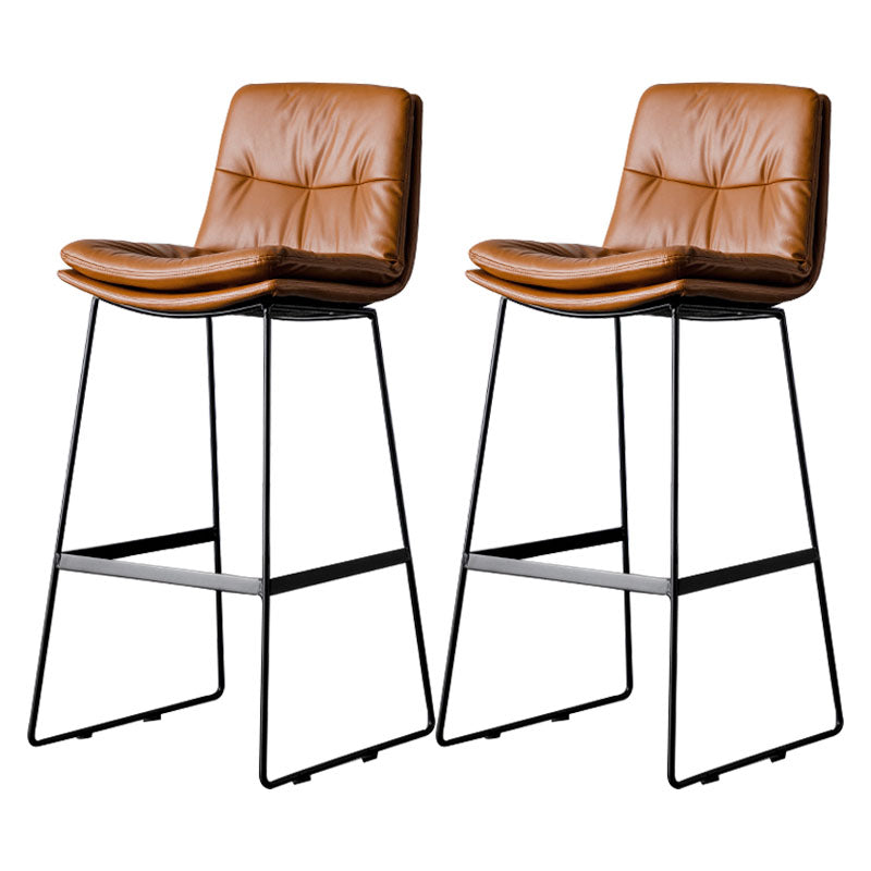 Nordic Iron Simple Barstool Indoor Tall Stool with Leather Seat