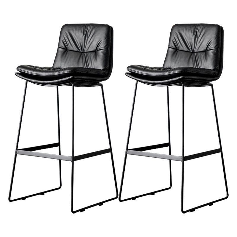 Nordic Iron Simple Barstool Indoor Tall Stool with Leather Seat