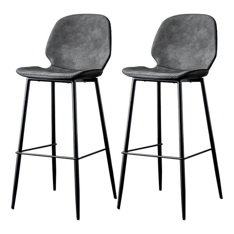 Nordic Iron Simple Barstool Indoor Tall Stool with Leather Seat
