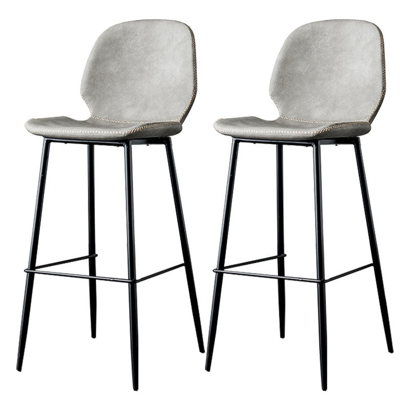 Nordic Iron Simple Barstool Indoor Tall Stool with Leather Seat