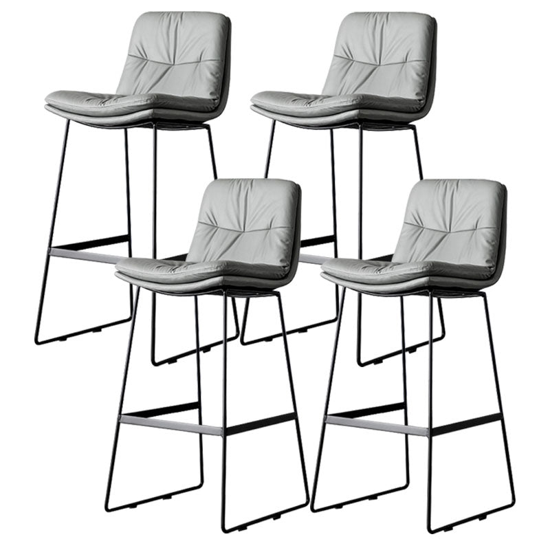 Nordic Iron Simple Barstool Indoor Tall Stool with Leather Seat