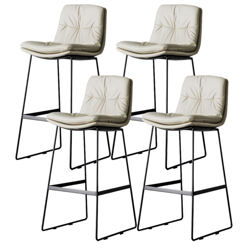 Nordic Iron Simple Barstool Indoor Tall Stool with Leather Seat