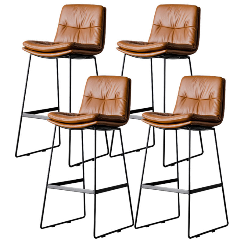 Nordic Iron Simple Barstool Indoor Tall Stool with Leather Seat