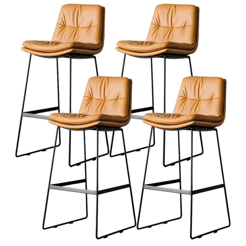 Nordic Iron Simple Barstool Indoor Tall Stool with Leather Seat