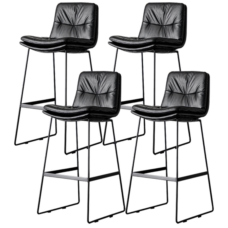 Nordic Iron Simple Barstool Indoor Tall Stool with Leather Seat