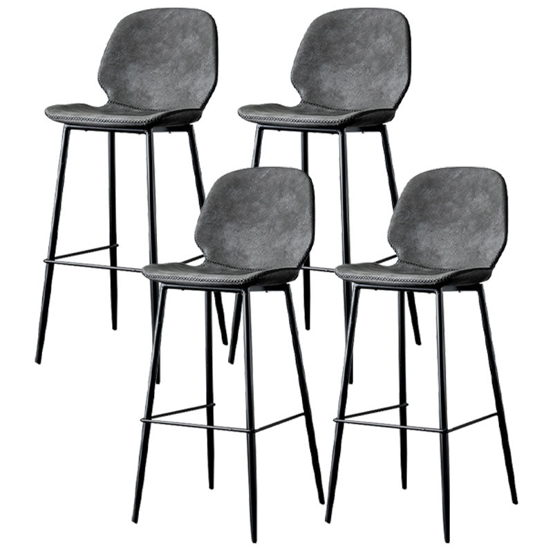Nordic Iron Simple Barstool Indoor Tall Stool with Leather Seat