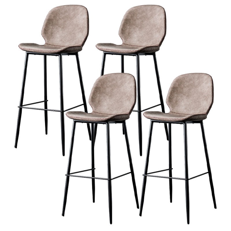 Nordic Iron Simple Barstool Indoor Tall Stool with Leather Seat