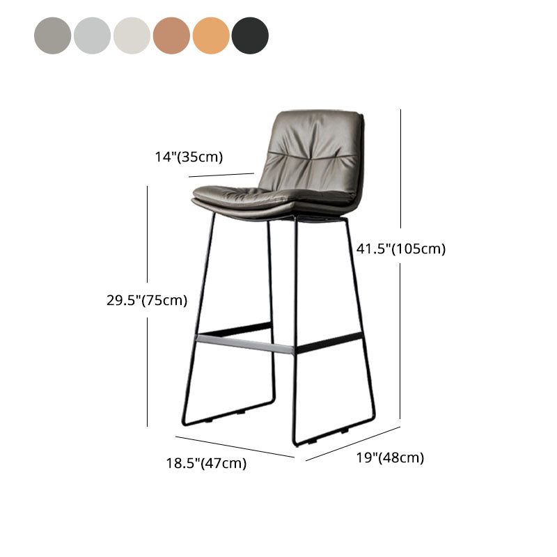 Nordic Iron Simple Barstool Indoor Tall Stool with Leather Seat