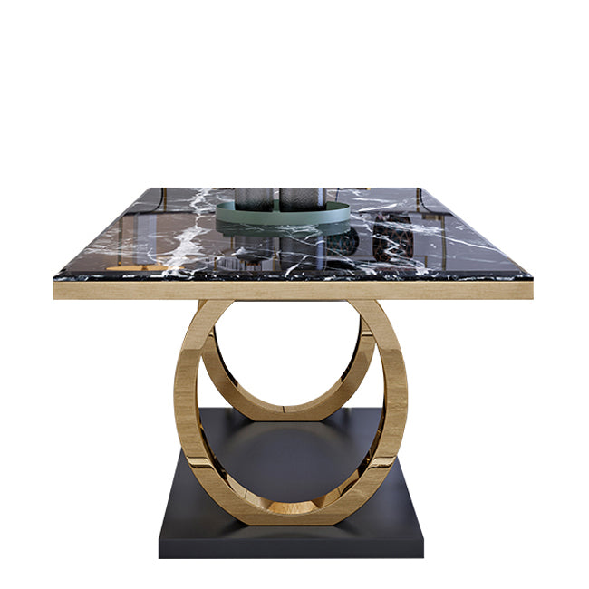 Modern 1/4/5/6/7 Pieces Black Dining Table Set with Marble Top Rectangle Dinette Set