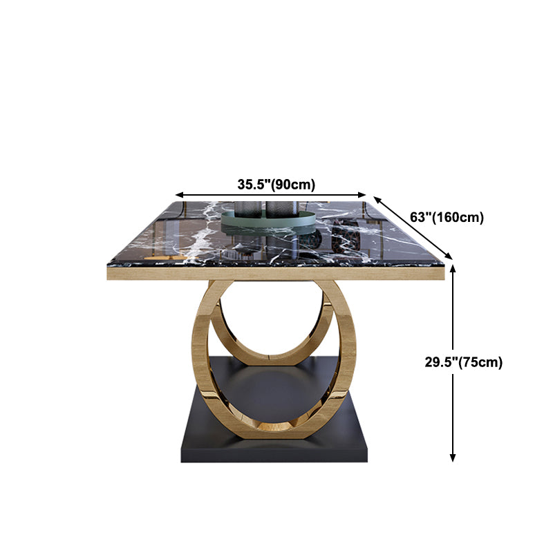 Modern 1/4/5/6/7 Pieces Black Dining Table Set with Marble Top Rectangle Dinette Set