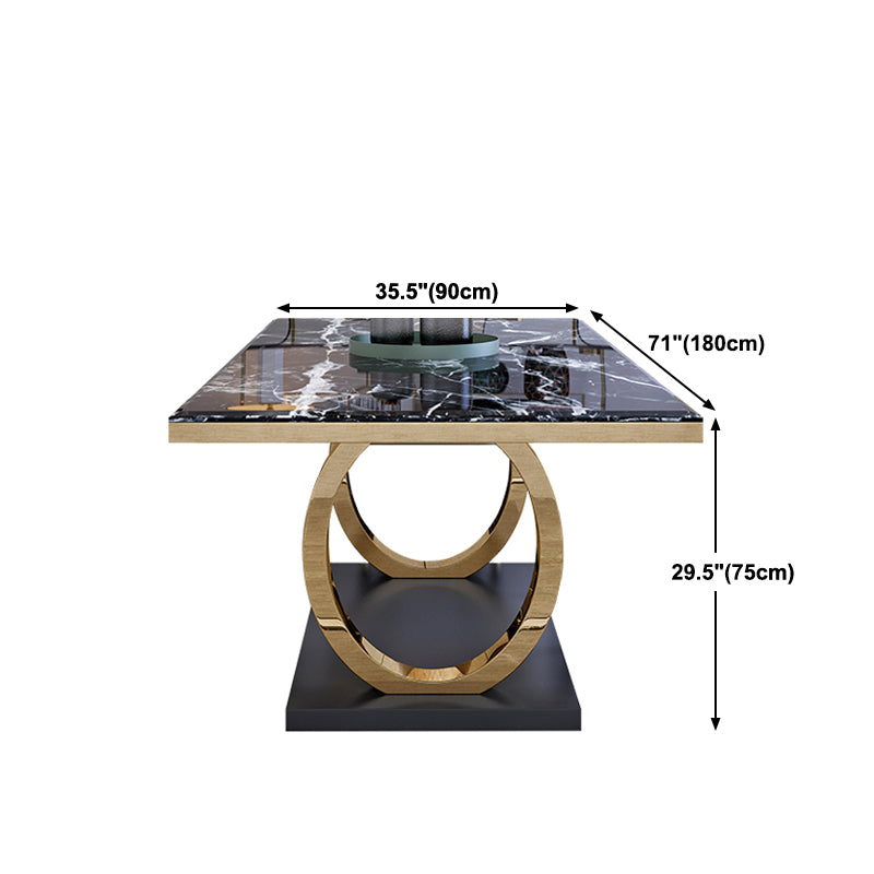 Modern 1/4/5/6/7 Pieces Black Dining Table Set with Marble Top Rectangle Dinette Set