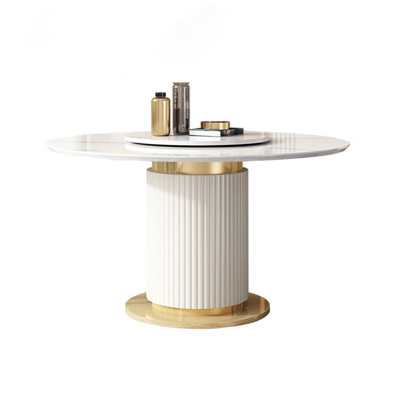 Glam 1/3/4/5/7/9 Pieces Round Dining Table Set with Sintered Stone Top Turntable Furniture