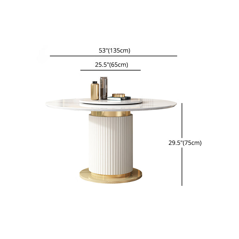 Glam 1/3/4/5/7/9 Pieces Round Dining Table Set with Sintered Stone Top Turntable Furniture