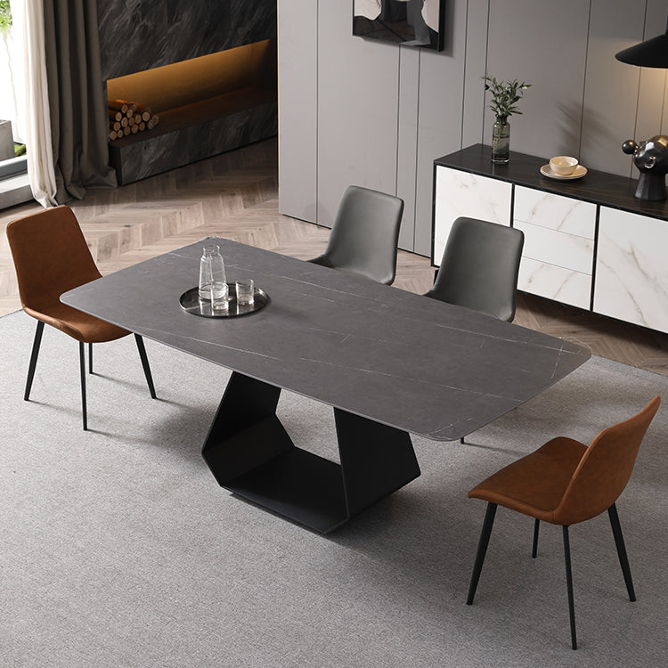 Modern 1/3/4/5/7 Pieces Grey Dining Table Set with Sintered Stone Top Steel Dinette Set