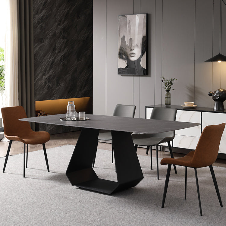 Modern 1/3/4/5/7 Pieces Grey Dining Table Set with Sintered Stone Top Steel Dinette Set