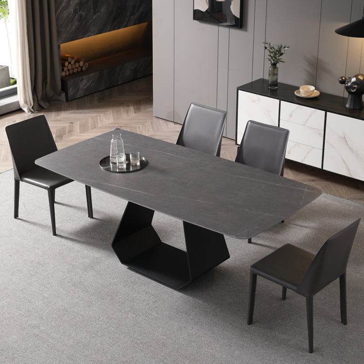 Modern 1/3/4/5/7 Pieces Grey Dining Table Set with Sintered Stone Top Steel Dinette Set