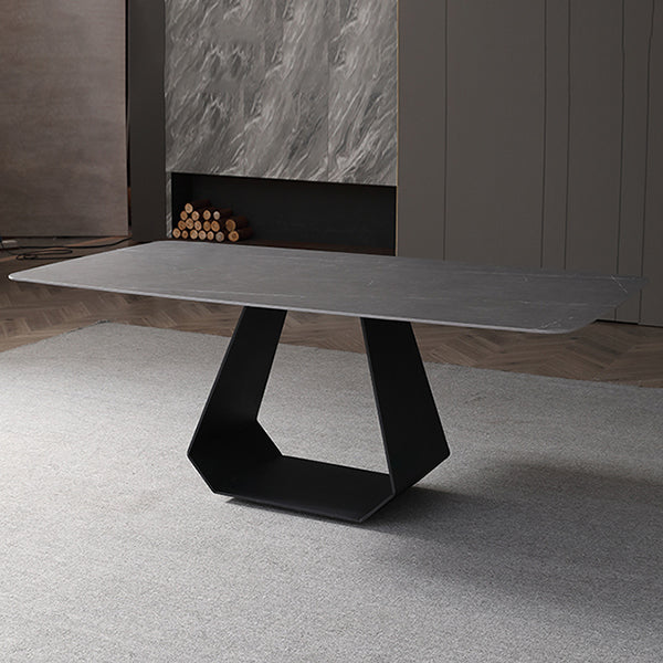 Modern 1/3/4/5/7 Pieces Grey Dining Table Set with Sintered Stone Top Steel Dinette Set