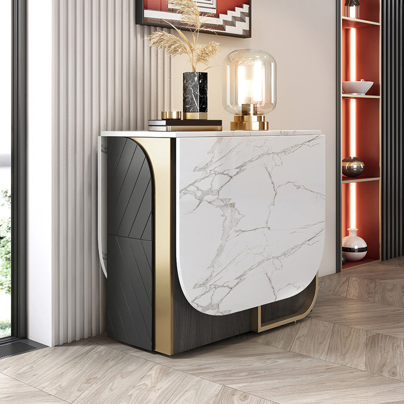 Modern 1/2/3/4/5 Pieces Rectangle Dining Table Set with Stone Top Foldable Dinette Set