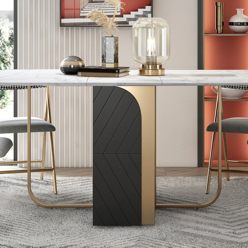 Modern 1/2/3/4/5 Pieces Rectangle Dining Table Set with Stone Top Foldable Dinette Set