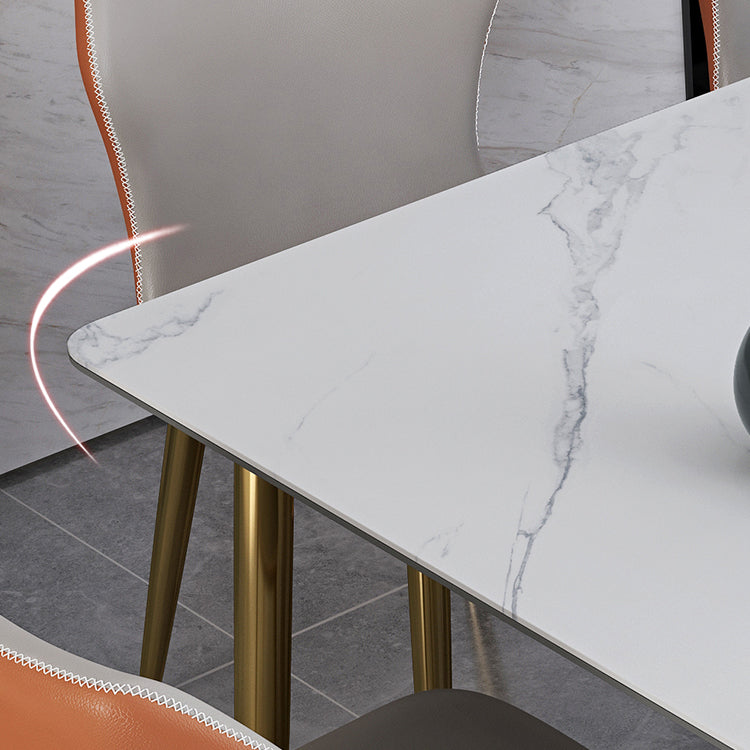 1/4/7 Pieces Stainless Steel Dining Table Set with Stone Top Glam Scalable Dinette Set