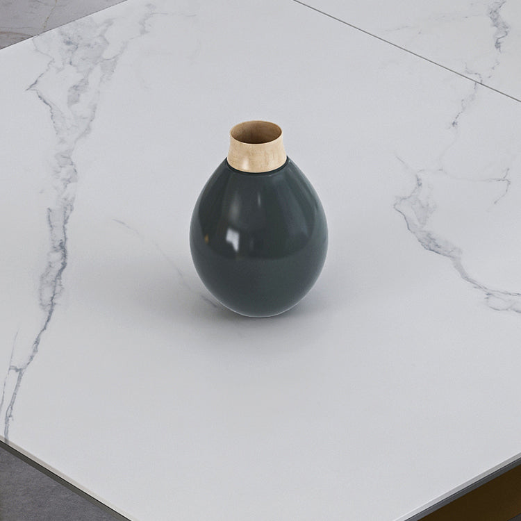 1/4/7 Pieces Stainless Steel Dining Table Set with Stone Top Glam Scalable Dinette Set