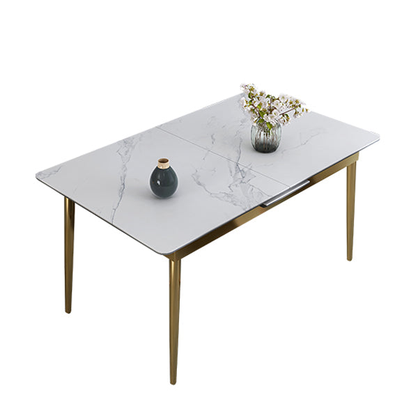 1/4/7 Pieces Stainless Steel Dining Table Set with Stone Top Glam Scalable Dinette Set