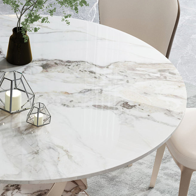 1/4/5/7 Pieces Stainless Steel Dining Table Set with Sintered Stone Top Modern Dinette Set