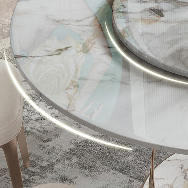 1/4/5/7 Pieces Stainless Steel Dining Table Set with Sintered Stone Top Modern Dinette Set