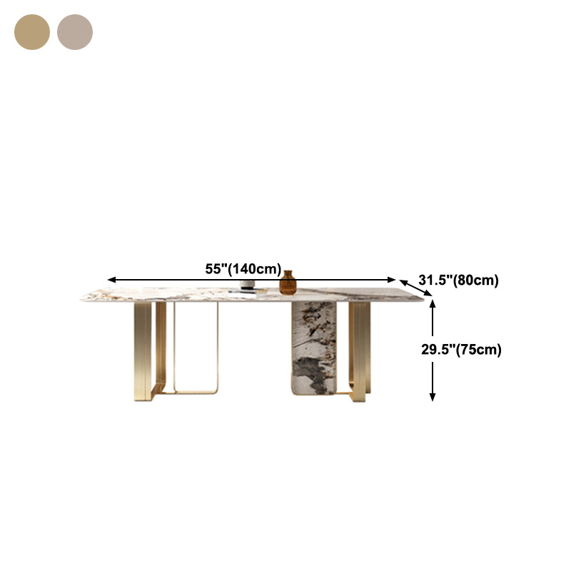 Luxury 1/3/4/5/6 Pieces Dining Set Sintered Stone Dining Table with Leather Chairs