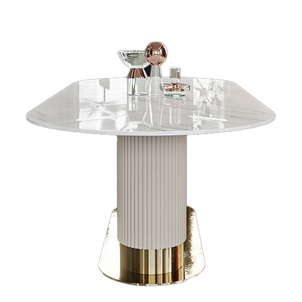 1/4/5/7 Pieces Luxury Dining Set Sintered Stone Top Dining Table with Leather Chairs