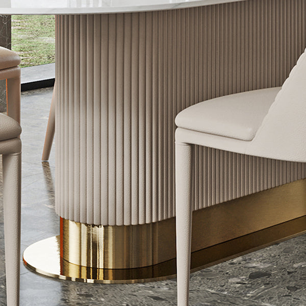 1/4/5/7 Pieces Luxury Dining Set Sintered Stone Top Dining Table with Leather Chairs