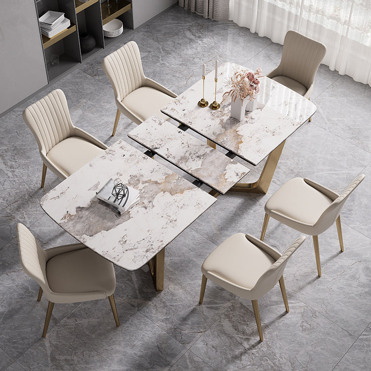 Glam 1/4/5/7 Pieces Rectangle Dining Table Set with Sintered Stone Scalable Dinette Set