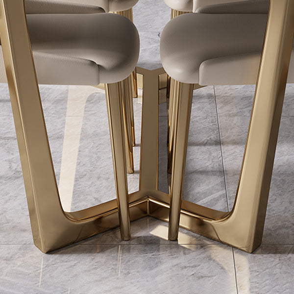 Glam 1/4/5/7 Pieces Rectangle Dining Table Set with Sintered Stone Scalable Dinette Set