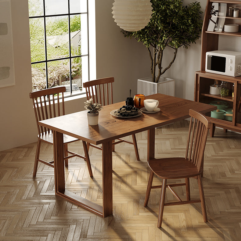 Modern 1/4/5 Pieces Rectangle Dining Set Solid Wood Dining Table with Chairs