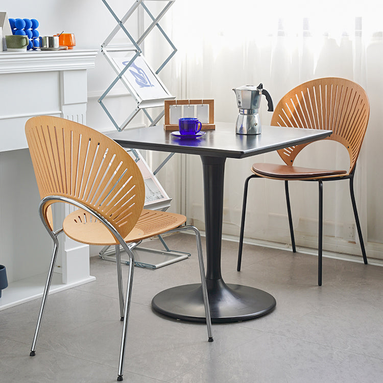 Mesa de comedor de estilo industrial, colección de comedor de plástico con base de tulipán
