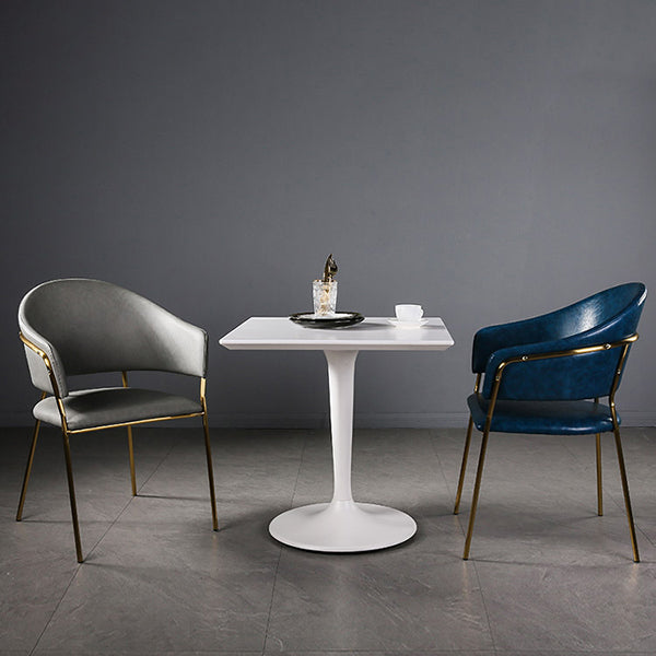 Mesa de comedor de estilo industrial, colección de comedor de plástico con base de tulipán