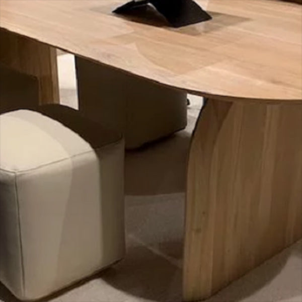 Mesa de comedor de madera maciza ovalada Mesa de pedestal doble para comedor