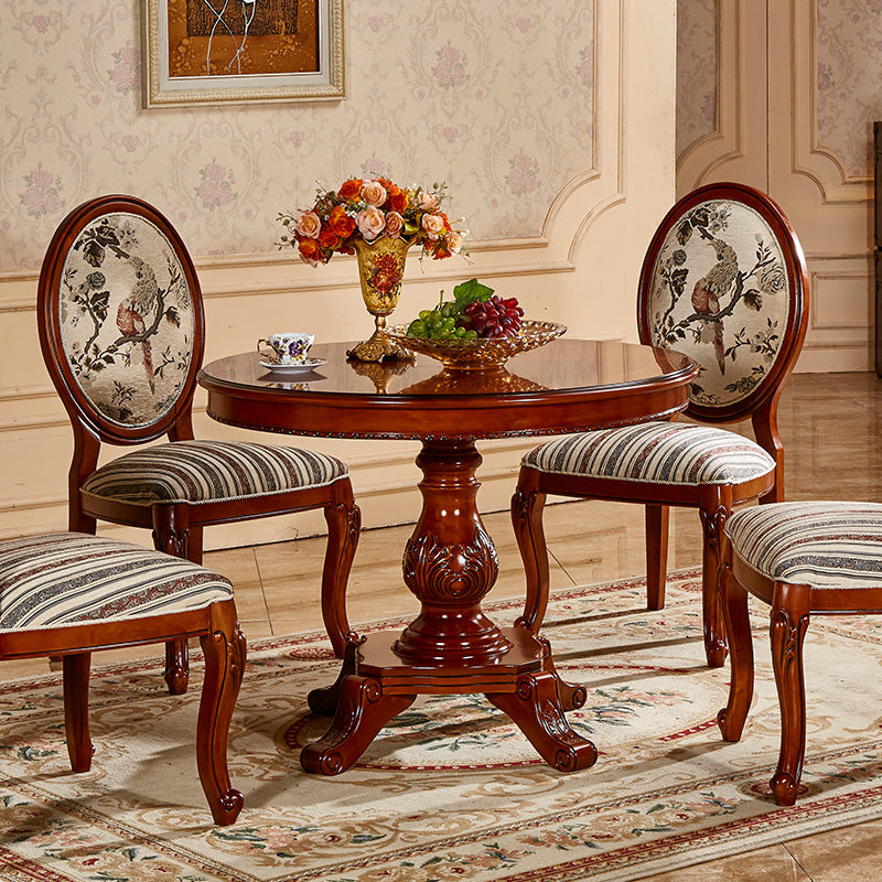Mesa de comedor redonda victoriana de madera sólida Mesa de goma de madera superior para el hogar