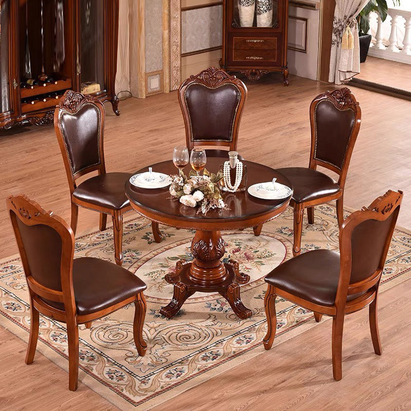 Mesa de comedor redonda victoriana de madera sólida Mesa de goma de madera superior para el hogar